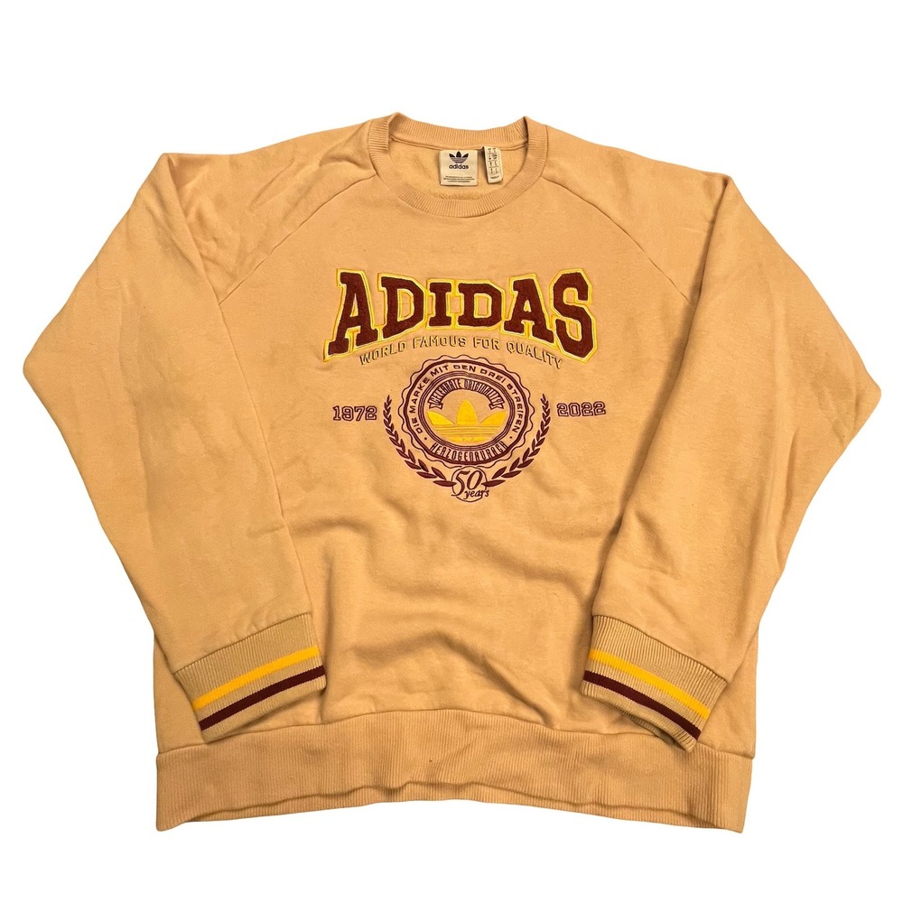 Adidas Originals 50 Years Anniversary Sweatshirt Mens Small Tan Collegiate Crew